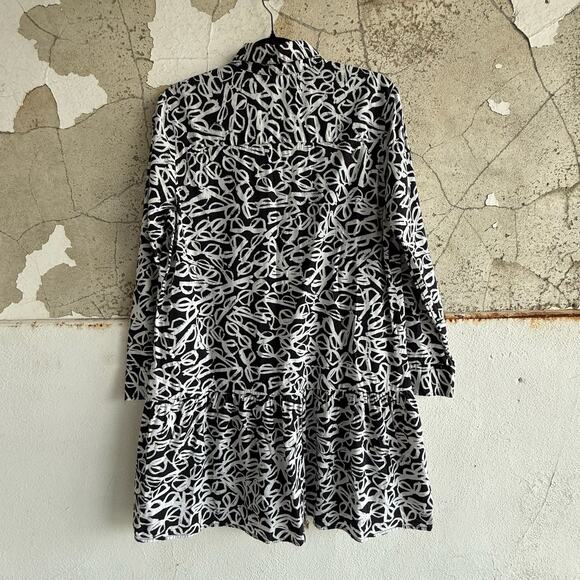 Kate Spade Shirt Dress M Drop Waist Tunic Ruffle Hem Abstract Print Office Chic - Picture 6 of 7